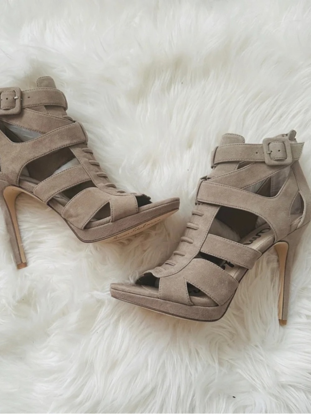 Sam Edelman Emlyn Suede Caged Open-Toe High Heel Sandals
